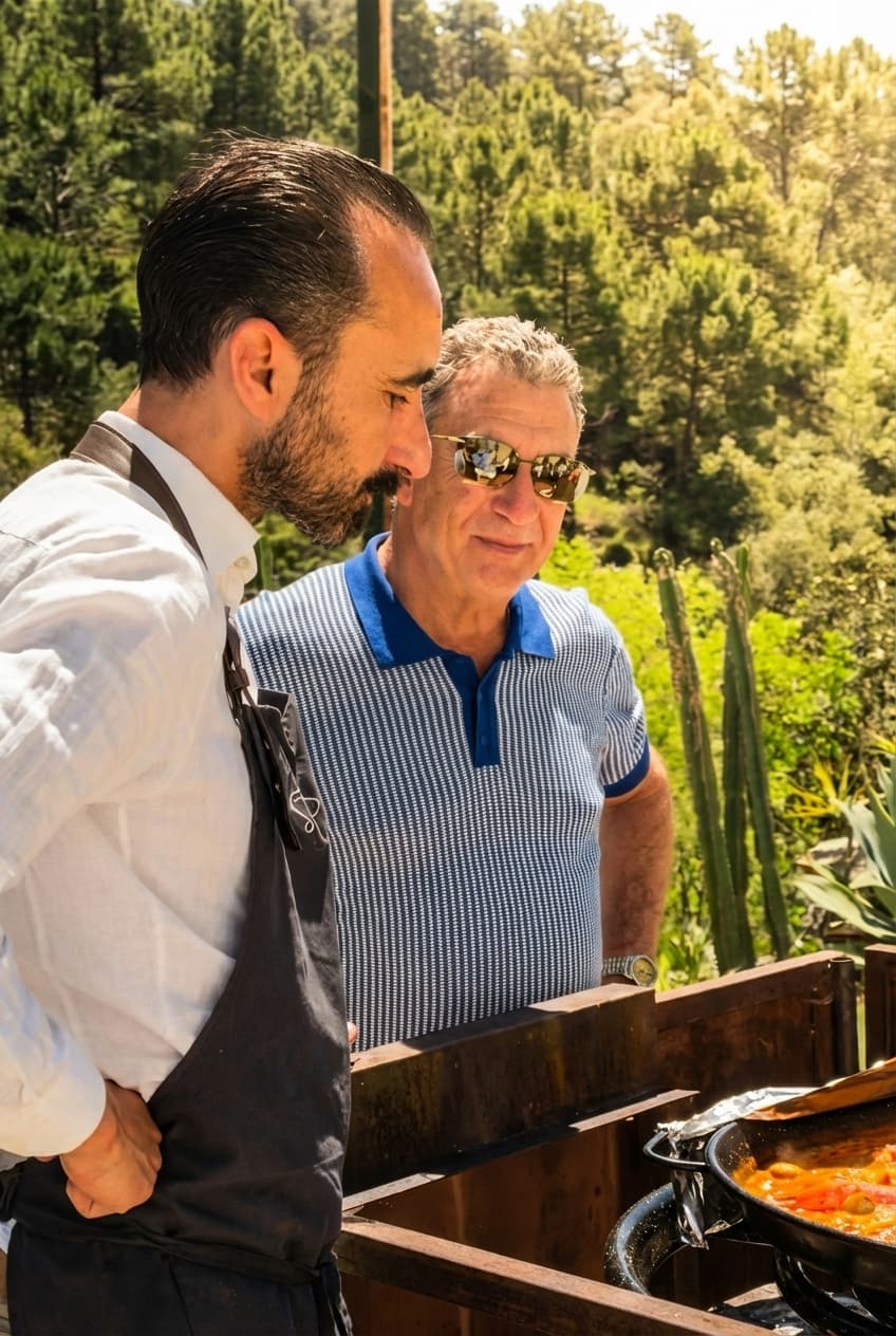 Chef Paco Siles cooking over open fire