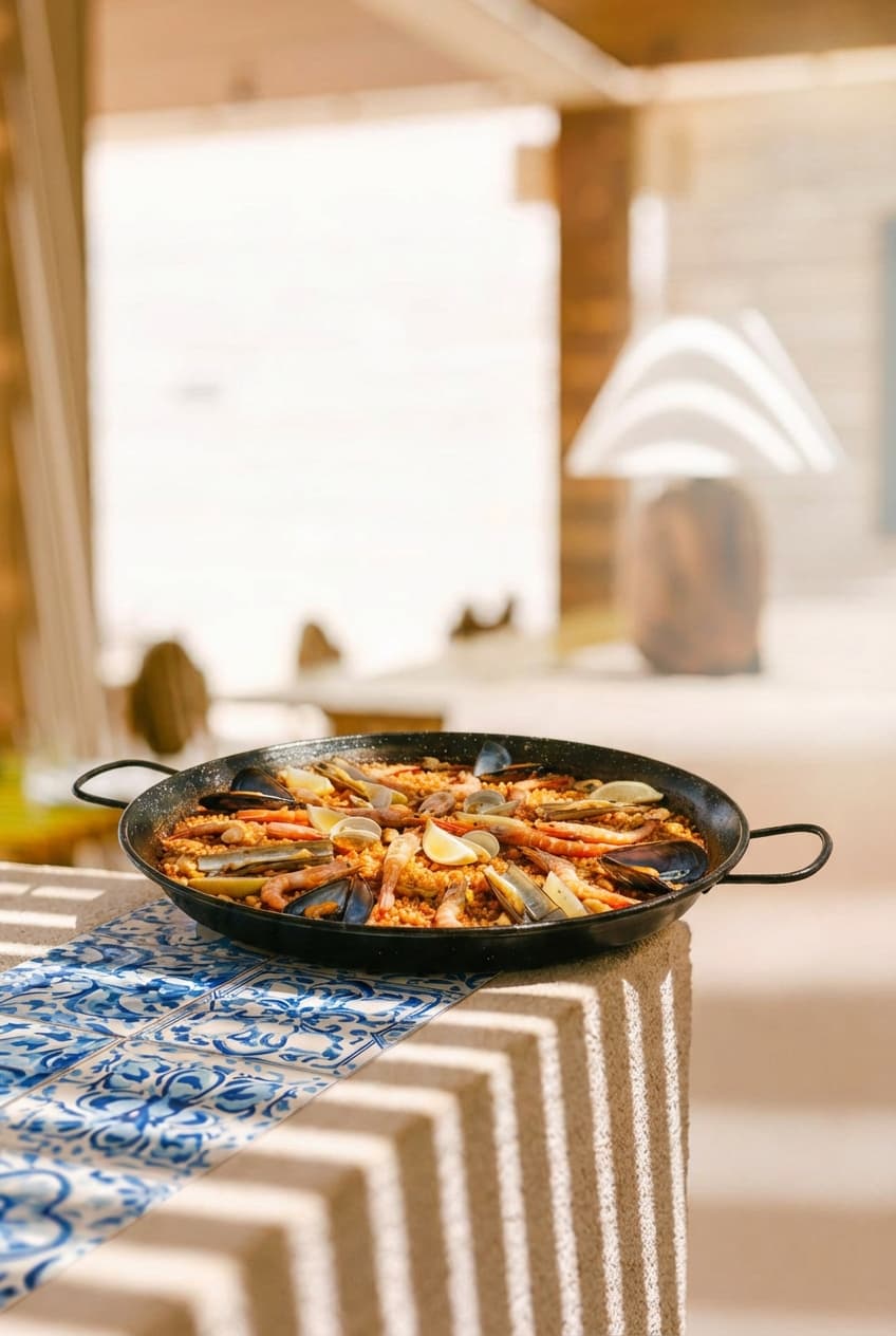 Paella station setup